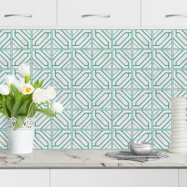 Kitchen wall cladding - Rhomboidal Geometry Turquoise