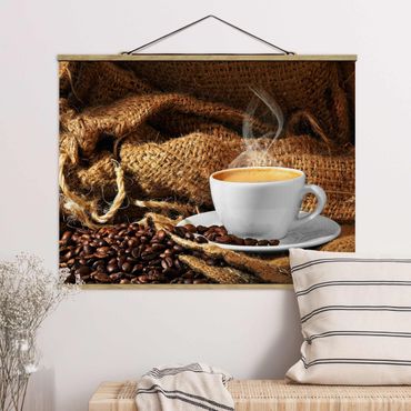 Fabric print with poster hangers - Morning Coffee