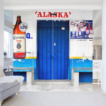 Sliding panel curtains set - Alaska Blue Bar
