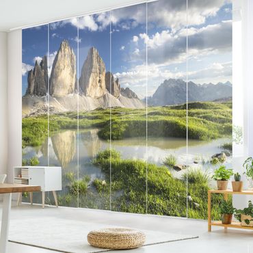 Sliding panel curtains set - South Tyrolean Zinnen And Water Reflection