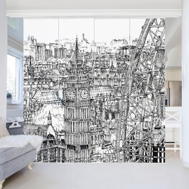 Sliding panel curtains set - City Study - London Eye