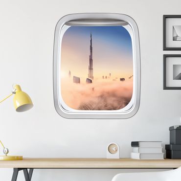 Wall sticker - Aircraft Window Heavenly Dubai Skyline