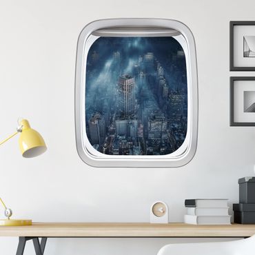 Wall sticker - Aircraft Window Clouds Over New York