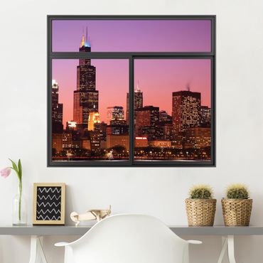 Wall sticker - Window Black Chicago Skyline