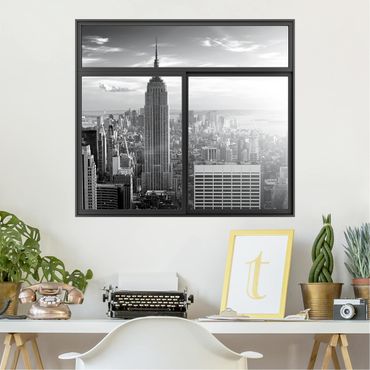 Wall sticker - Window Black Manhattan Skyline