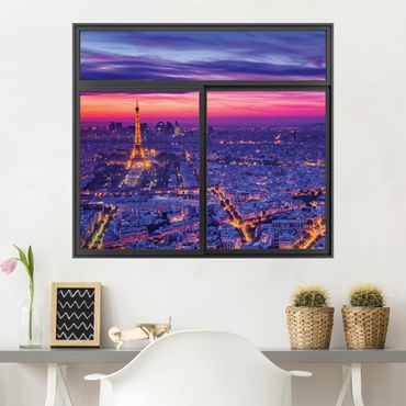 Wall sticker - Window Black Paris By Night