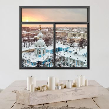 Wall sticker - Window Black Winter In St. Petersburg