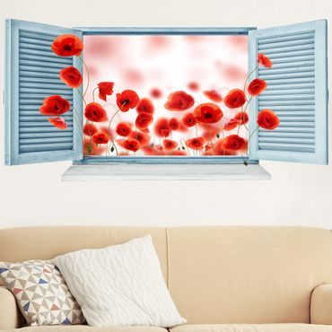 Wall sticker - Poppy Field Window
