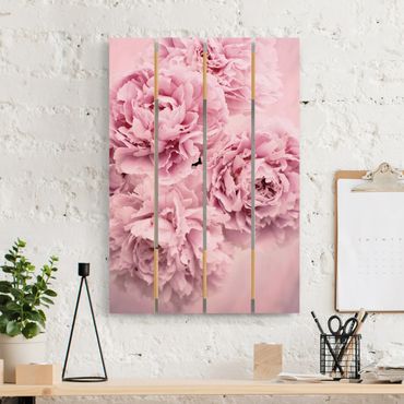 Print on wood - Pink Peonies