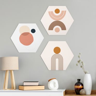 Alu-Dibond hexagon - Line Art Abstract Shapes Set II