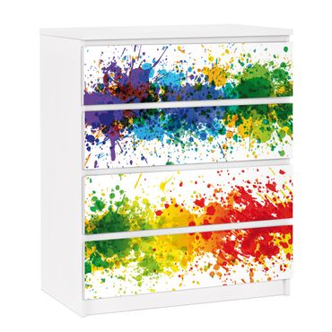 Adhesive film for furniture IKEA - Malm chest of 4x drawers - Rainbow Splatter