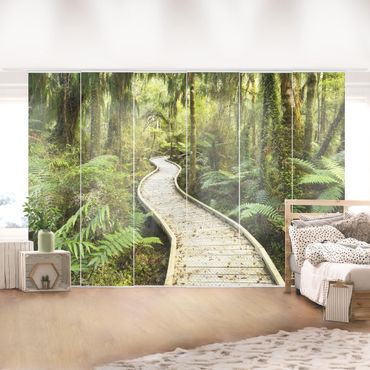 Sliding panel curtains set - Path In The Jungle