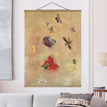 Fabric print with poster hangers - Odilon Redon - Colourful Butterflies