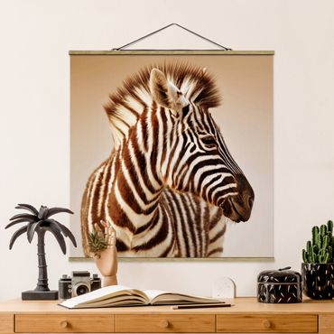 Fabric print with poster hangers - Zebra Baby Portrait