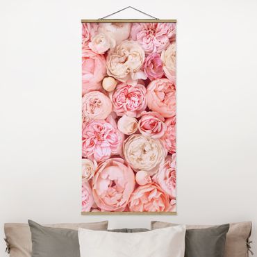 Fabric print with poster hangers - Roses Rosé Coral Shabby