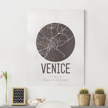 Print on canvas - Venice City Map - Retro