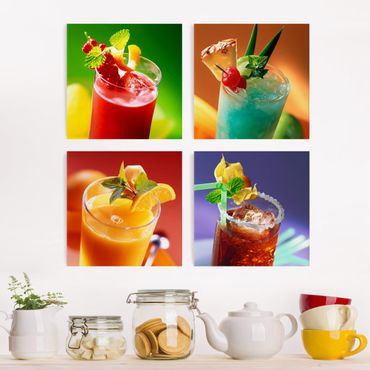 Print on canvas 4 parts - colourful cocktails