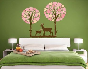 Wall sticker - No.JS89 Roe Deer And The Forest Of Hearts