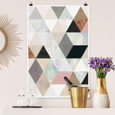 Poster pattern & textures - Watercolour Mosaic With Triangles I