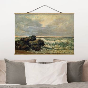 Fabric print with poster hangers - Gustave Courbet - The wave