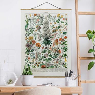 Fabric print with poster hangers - Vintage Board Flowers I