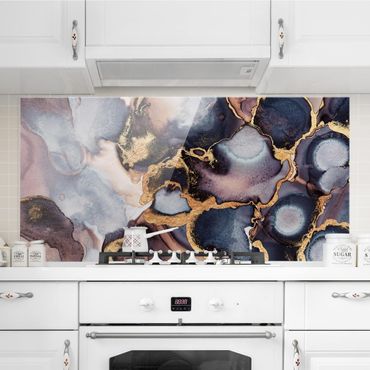 Splashback - Marble Watercolour With Gold