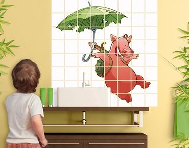 Tile sticker - Flying Farm Pig
