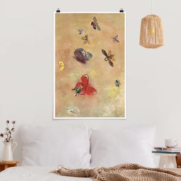 Poster art print - Odilon Redon - Colourful Butterflies