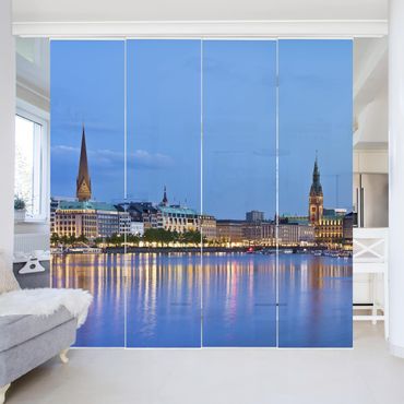 Sliding panel curtains set - Hamburg Skyline