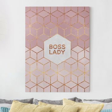Canvas print - Boss Lady Hexagons Pink