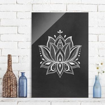 Glass print - Lotus Illustration White Gold