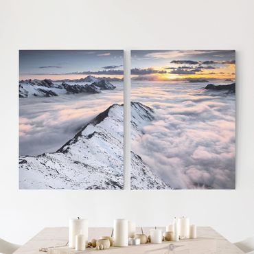 Print on canvas 2 parts - View Of Clouds And Mountains