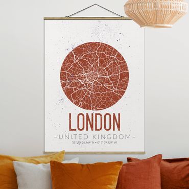 Fabric print with poster hangers - City Map London - Retro