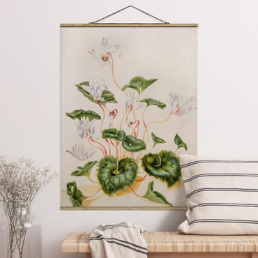 Fabric print with poster hangers - Anna Maria Sibylla Merian - White Violets