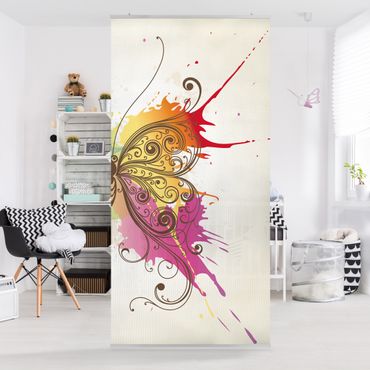 Room divider - Watercolour butterfly in pink