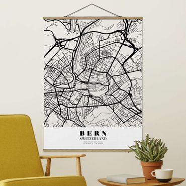 Fabric print with poster hangers - Bern City Map - Classical