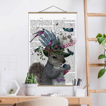 Fabric print with poster hangers - Fowler - Squirrel With Acorns