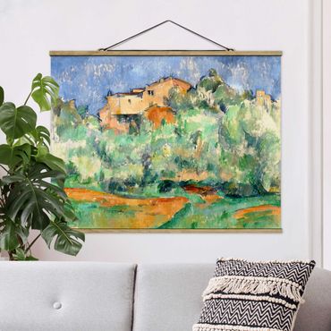 Fabric print with poster hangers - Paul Cézanne - House And Dovecote At Bellevue