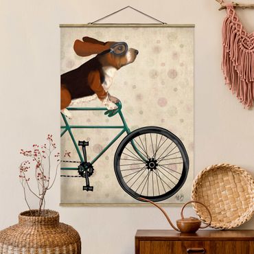 Fabric print with poster hangers - Cycling - Basset On Bike