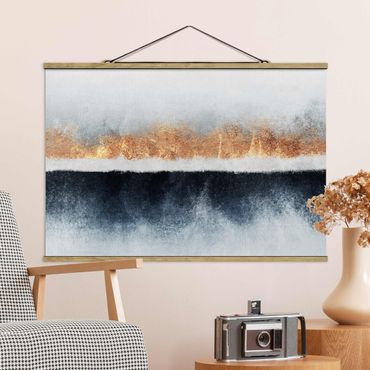 Fabric print with poster hangers - Golden Horizon Watercolour