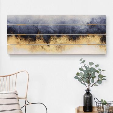 Print on wood - Cloudy Sky With Gold