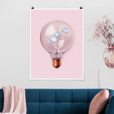 Poster - Light Bulb With Jellyfish