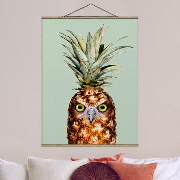 Fabric print with poster hangers - Pineapple With Owl