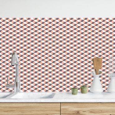 Kitchen wall cladding - Geometrical Tile Mix Cubes Orange