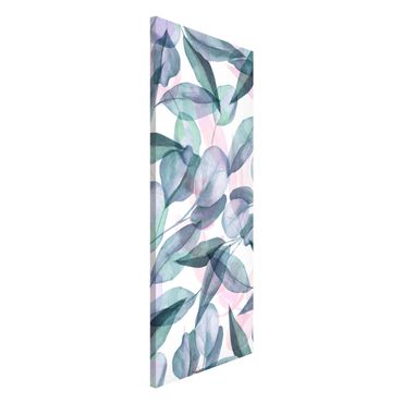 Magnetic memo board - Blue And Pink Eucalyptus Leaves Watercolour