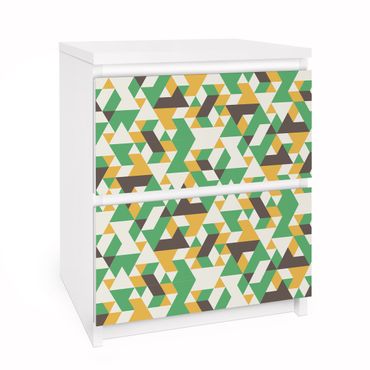 Adhesive film for furniture IKEA - Malm chest of 2x drawers - No.RY34 Green Triangles