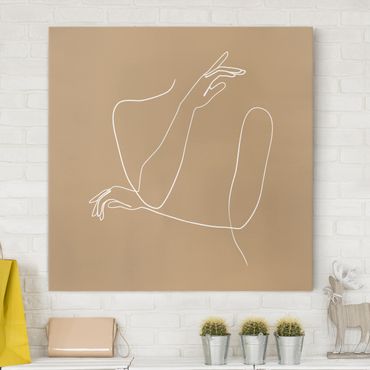 Canvas print - Line Art Hands Woman Beige