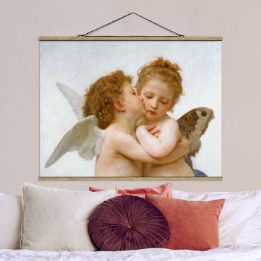 Fabric print with poster hangers - William Adolphe Bouguereau - The First Kiss