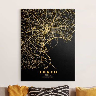 Canvas print gold - Tokyo City Map - Classic Black