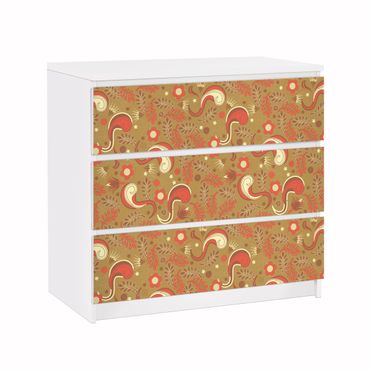 Adhesive film for furniture IKEA - Malm chest of 3x drawers - Paisley pattern Design